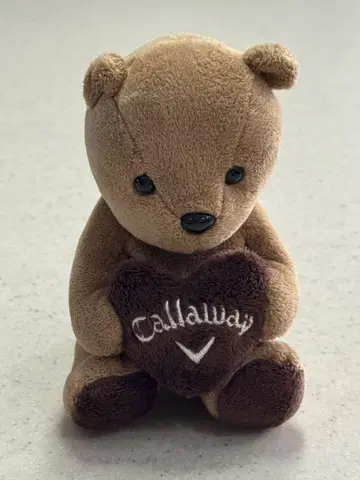CALLAWAY 캘러웨이 하트 베어 봉제 인형 볼 파우치 베이지 계열