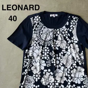 [LEONARD] 레오나르 40 반팔 니트 상의 꽃무늬 일본제