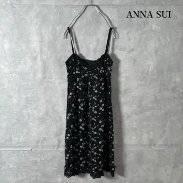 ANNA SUI USA 제작 도트 꽃무늬 실크 캐미 원피스 N1254