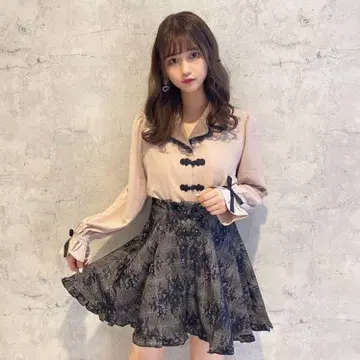 ROJITA 차이나풍 테일러드 블라우스 레이스 본딩 차이나 단추 스커트