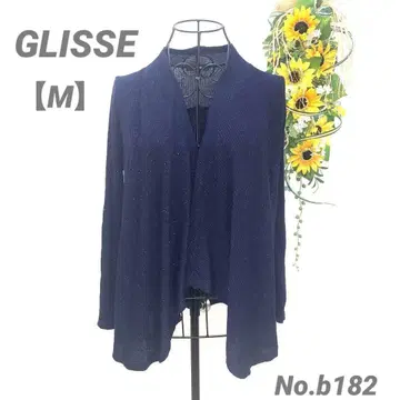 글리쎄 GLISSE 라메 믹스 가디건 M 긴팔 스트레치성 있음 파랑