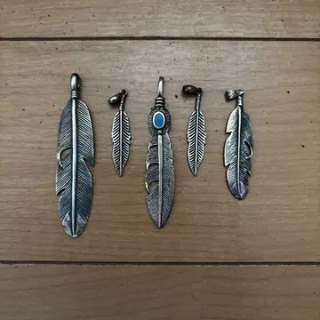 실버 액세서리 feather 펜던트 탑 5세트