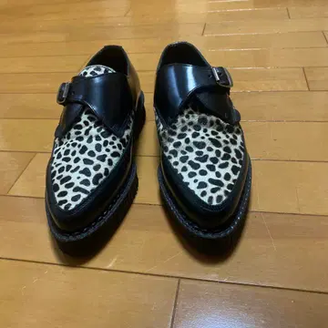 UNDERGROUND 레오파드 무늬 송치 더블 몽크 로퍼