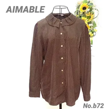 에마블 AIMABLE 긴팔 셔츠 여성용 도트 무늬 골드 버튼