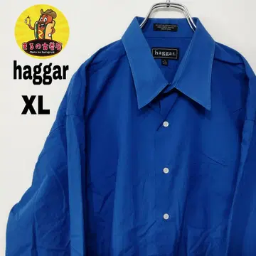 USA 구제 의류 HAGGAR 긴팔 버튼 셔츠 XL 블루