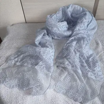 ANNA SUI 롱 스톨 스카이블루 자수 레이스 안나수이
