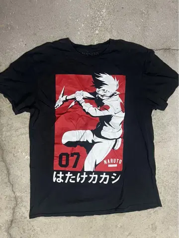 US 구제 의류 NARUTO 돌풍전 하타케 카카시 빅 로고 캐릭터 T셔츠