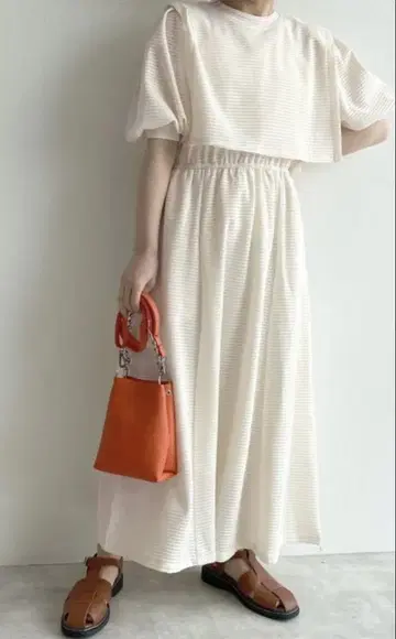 택 포함 새상품 w closet 페이크 레이어드 반팔 원피스 맥시 길이