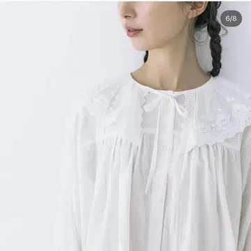 SM2 kazumi 콜라보 앞뒤 착용 레이스 옷깃 블라우스 오프
