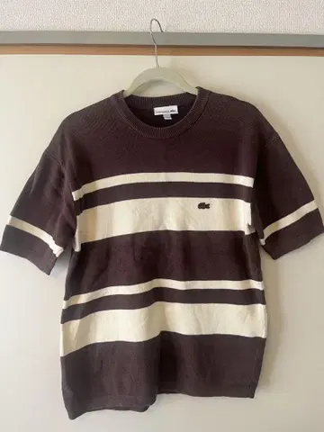 LACOSTE 워시드 니트 보더 티셔츠