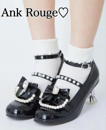 거의 미사용 Ank Rouge 클리어 힐 펄 슈즈 블랙 23~23.5
