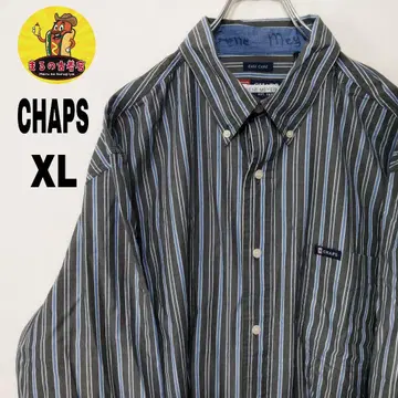 USA 구제 의류 CHAPS 긴팔 버튼 셔츠 XL 그레이 라이트 블루