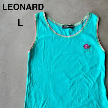 [LEONARD] 레오나르 L 탱크탑 그린 계열 꽃 자수