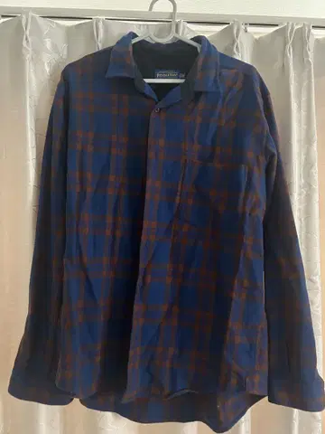 PENDLETON XL 플란넬 셔츠 파랑 및 오렌지 체크