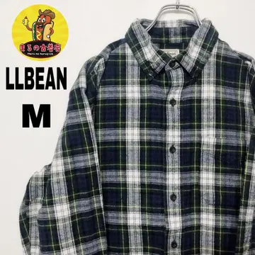 USA 구제 의류 L.L.Bean 플란넬 셔츠 M 그린 네이비 체크