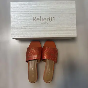 Relier81 기하학 패턴 오렌지 샌들