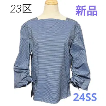 23구 새상품 24SS [워셔블] CANCLINI 디자인 슬리브 블라우스