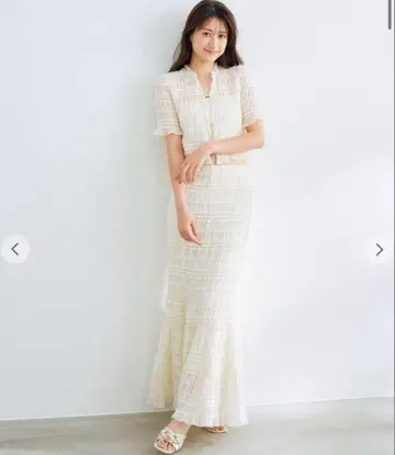 코코딜 티어드 머메이드 스커트 아이보리