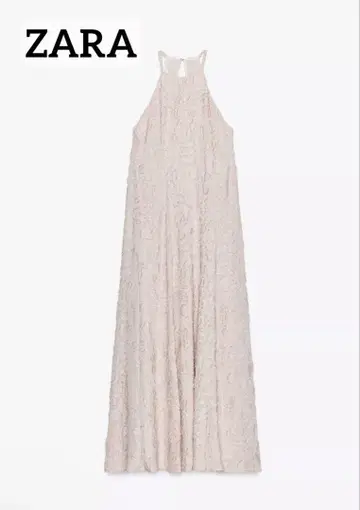 [새상품급] ZARA 자라 프린지 홀터넥 미디 원피스 XS