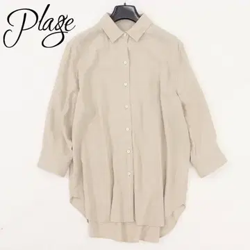 B7402 플라주 워셔블 린넨 혼방 롱 셔츠 상의