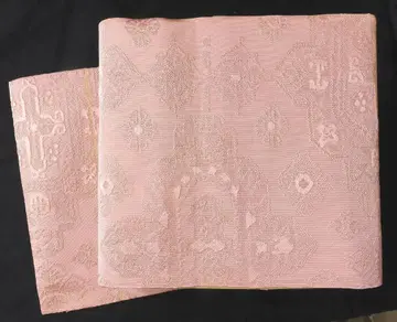 순수 실크 니시진 오가와 요시사쿠 손톱 자수 오비 벚꽃색