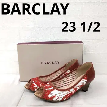 244 BARCLAY 빨강/흰색 오픈토 웨지 샌들 23 1/2