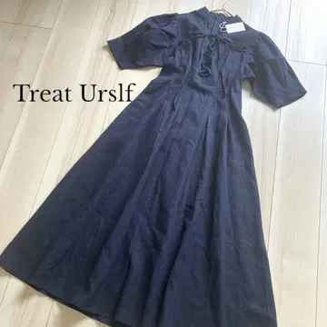 Treat urself 린넨 마 100% 롱 원피스 F 사이즈 리본