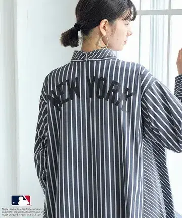 MLB 로페피크닉 리본 타이 셔츠 원피스 양키스