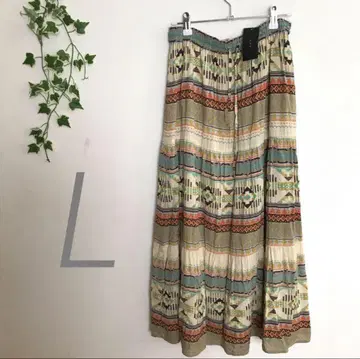 롱 스커트 L 여성용 오렌지 그린 a.v.v 스커트