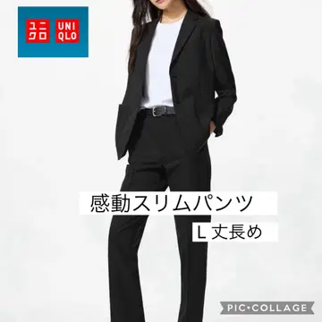 유니클로 감동 슬림 팬츠/L 긴 길이 블랙