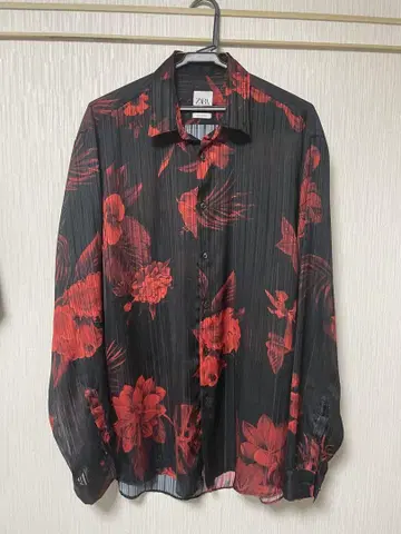 ZARA 긴팔 셔츠 시스루 셔츠 패턴 셔츠