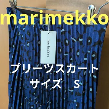 미사용 marimekko Unikko 플리츠 스커트 네이비 [익명 배송]