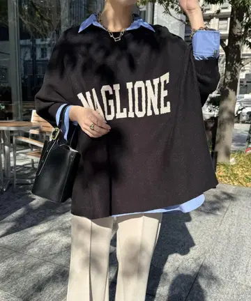 [미사용 택 포함] DouDou MAGLIONE 로고 판초 니트 시니컬