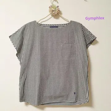 짐플렉스 프렌치 슬리브 깅엄 체크 코튼 블라우스 상의