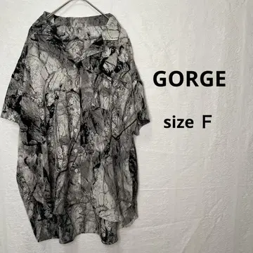 골지 GORGE 셔츠 그레이 패턴 F 사이즈 반팔 새상품급 빅 사이즈
