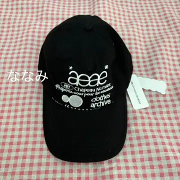 Aeae 블랙 자수 로고 야구 모자