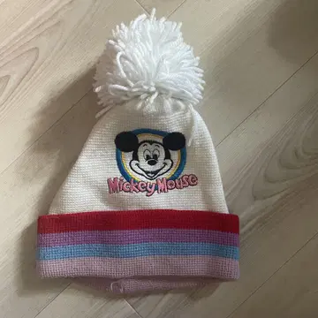 미키마우스 폼폼 포함 니트 모자 Mickey Mouse 빈티지