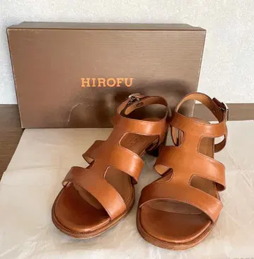 새상품급 22cm 히로후 HIROFU 카멜 가죽 컴포트 샌들