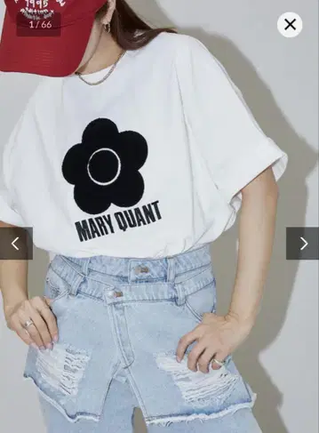 MARY QUANT 플라워 로고 반팔 티셔츠