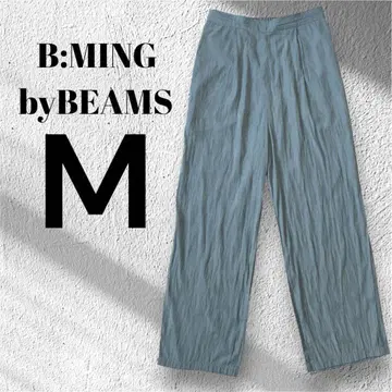 비밍 바이 빔즈 beams 와이드 팬츠 블루 스카이블루 패턴 M
