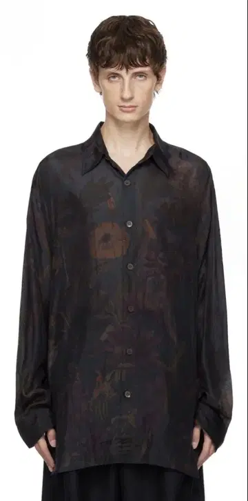 Dries Van Noten 네이비 프린트 셔츠