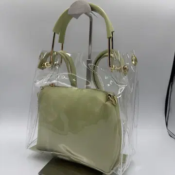 클리어 백 그린 2way 숄더백 핸드백 투명 백