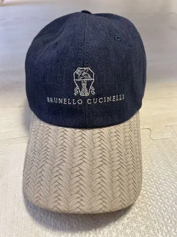BRUNELLO CUCINELLI 자수 캡 네이비/베이지
