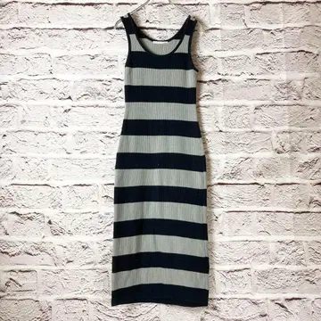 z2128: moussy 슬리브리스 롱 원피스 보더 F