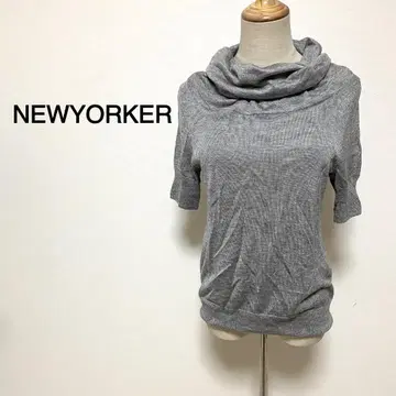 NEWYORKER 그레이 컬러 터틀넥 반팔 니트