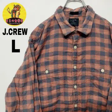 USA 구제 의류 J.CREW 플란넬 셔츠 L 오렌지 그레이 체크