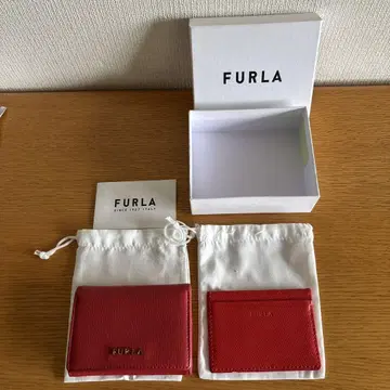 FURLA 레드 3단 폴더형 지갑, 카드 케이스