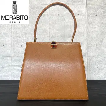 [새상품급] MORABITO 캐러멜 브라운 가죽 골드 금장 장식 핸드백
