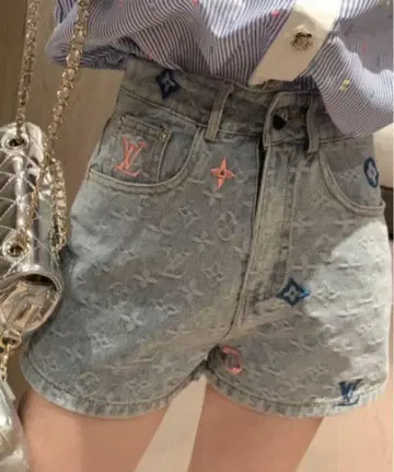 자수 데님 숏팬츠