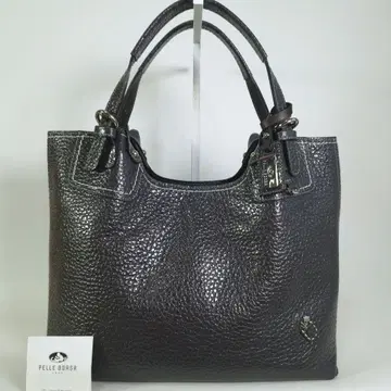 새상품급 PELLE BORSA 토트백 A4 숄더 로고 가죽 2